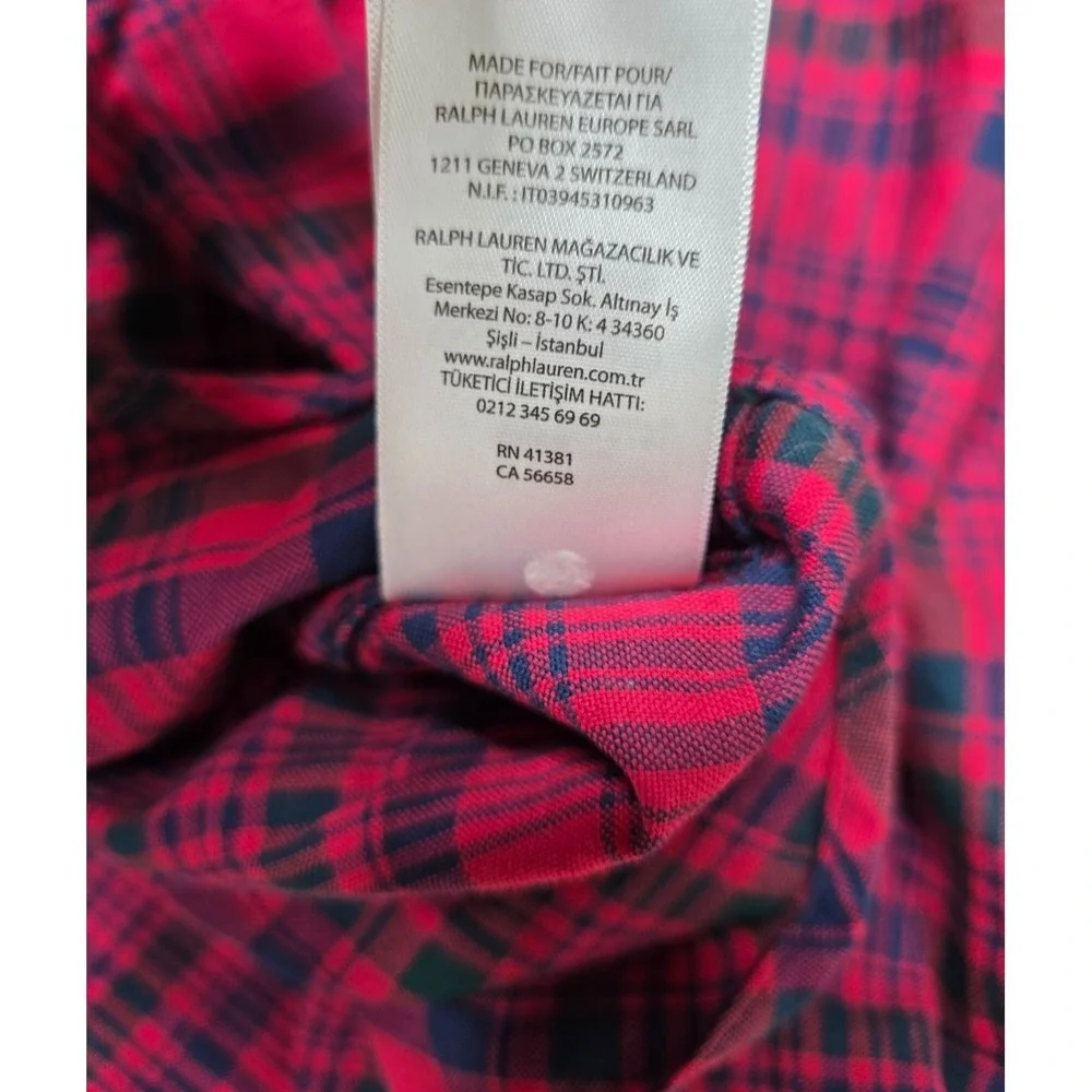 Ralph Lauren Boys Long Sleeve Button Down Shirt Red Plaid Size M 10-12